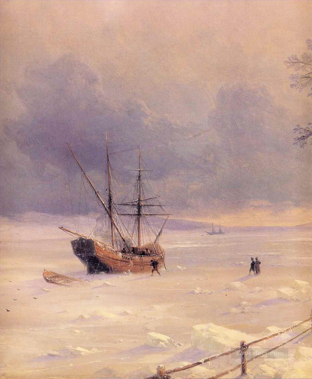 frozen bosphorus under snow 1874 Romantic Ivan Aivazovsky Russian Oil Paintings